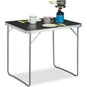 Camping Table, Foldable, Aluminium, mdf, Lightweight Outdoor Table, Small, hbt: 70 x 80 x 60 cm, Silver/Grey - Relaxdays