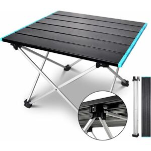 RHAFAYRE Lightweight Aluminum Portable Camping Table, Easy to Carry, Perfect for Camping, Picnic, Kitchen, Garden, Hiking (Black+Blue, 40x34.5x29.5cm)