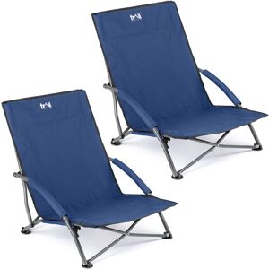 Trail Outdoor Leisure - Sisken Low Folding Beach Chair - Navy Blue