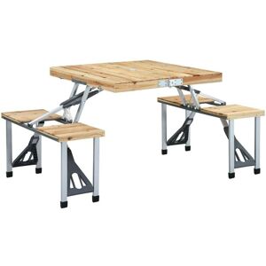 SWEIKO Folding Camping Table with 4 Seats Steel Aluminium FF47687UK