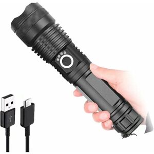 DENUOTOP Torch Rechargeable Powerful led Flashlight Zoomable 5 Lighting Modes Waterproof Outdoor Torch for Camping Hiking Emergency Use, Battery Included