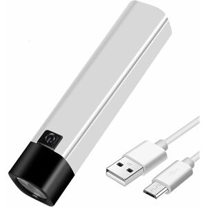 Tinor - usb Rechargeable led Torch 350 Lumens Flashlight Mini Power Bank 1200mAh 18650 Battery Ultra Powerful Sidelight Torches(White)
