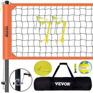 VEVOR Outdoor Portable Volleyball Net System, Adjustable Height Aluminum Poles, Professional Volleyball Set with PVC Volleyball, Pump, Carrying Bag,