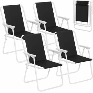 4x Lightweight folding camping chairs folding chair, fold up chair, folding camping chair, Black - Woltu