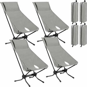 4x Folding Camping Chair with Carrying Bag Heavy Duty 150kg Capacity, Grey - Woltu