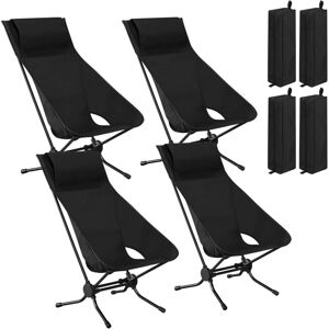 4x Folding Camping Chair with Carrying Bag Heavy Duty 150kg Capacity, Black - Woltu