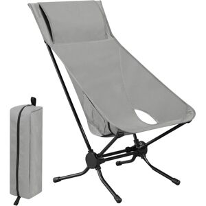 1x Folding Camping Chair with Carrying Bag Heavy Duty 150kg Capacity, Grey - Woltu