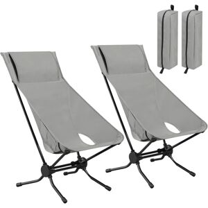 2x Folding Camping Chair with Carrying Bag Heavy Duty 150kg Capacity, Grey - Woltu