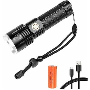 Langray - XHP90 usb Rechargeable led Flashlight, Super Bright 80,000 Lumens Tactical Flashlight, 5-Mode Zoomable Waterproof Power Bank Portable Torch