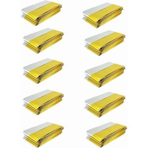 CYSLMUK 10 Pack Emergency Blankets, 210cm x 160cm, Extra Large, Mylar, Silver and Gold, Survival Kit, Thermal First Aid for Camping and Survivalism