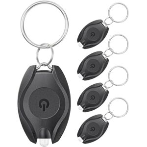 TLILY 5Pack LED Keychain Flashlight Mini Light Portable Battery Powered Key Ring Torch for Outdoor Camping
