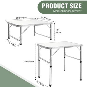 DAYPLUS 75cm Folding Camping Table Small Lightweight Portable Outdoor Picnic Aluminium Legs