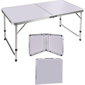 DAYPLUS 90cm Folding Table,Portable Foldable Table with Carrying Handle Height Adjutable, 120cm Withe Square, Camping Picnic Table, Fold Up Computer Table,