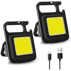 ZVD Aquet of 2 Rechargeable Mini Flashlight, Portable Mini Work Lamp, 800 Lumens, cob Keychain for Camping