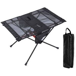 SJQKA Folding Camping Table, Portable Mini Table with Mesh Bag and Carry Bag, Lightweight for Hiking, Fishing and Picnic, Black (60 x 40 x 40 cm)