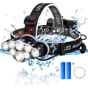 Memkey - Headlamp, usb Rechargeable Headlamp, Powerful 8 led Headlamps, Adjustable 8 Lighting Modes, Waterproof Flashlight for Camping, Climbing,
