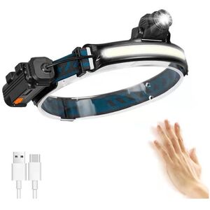 Memkey - Headlamp, usb Rechargeable led Flashlight, IP65 Waterproof Zoom Headlamp with Sensitive Sensor Mode for Fishing, Camping, Running, Cycling