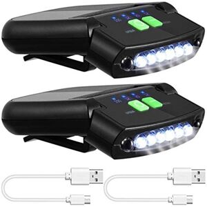 TLILY Led Hat Light Clip usb Rechargeable Flashlight Waterproof Suitable for Fishing Camping Handmade,2PCS