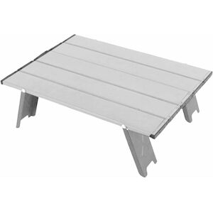 HÉLOISE Mini Folding Beach Picnic Table, Aluminum Portable Beach Camping compact and foldable ultralight barbecue for camping, the beach (silver white), free