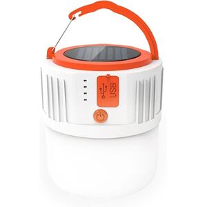 GOTRAYS Solar Camping Lantern Rechargeable, Waterproof and Portable Flashlight with usb Port - 5 Lighting Modes - Suitable for Tent, Hiking, Emergency, Power