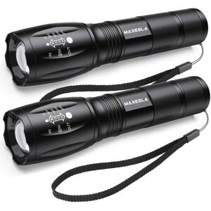 Memkey - Ultra Powerful led Flashlight, 2000 Lumens IP65 Waterproof Tactical Lamp Zoomable 5 Lighting Modes Shockproof Anti-Slip for Camping Hiking