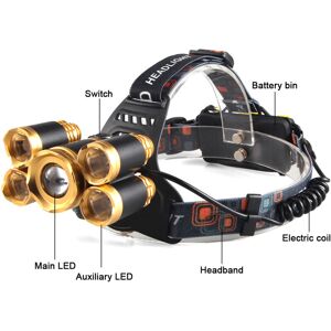 ZVD - usb Rechargeable Aircraft Headlight, 5 led Zoomable Outdoor Strong Light Headlight