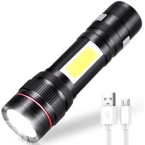 ZVD Rechargeable LED Flashlight, 3 Modes & Zoomable Flashlight, Portable COB Tactical Flashlight for Kids Gift/Camping/Hiking/Power Outage