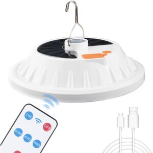 MEMKEY 120 led Solar Camping Lantern with Remote Control, usb Rechargeable Dimmable Camping Lamp, Portable IPX7 Waterproof for Emergency, Hiking, Garden and MEMKEY 120 led Solar Camping Lantern with Remote Control, usb Rechargeable Dimmable Camping Lamp, Portable IPX7 Waterproof for Emergency, Hiking, Garden and