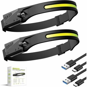 Hoopzi - 2pcs led Head Torch Rechargeable, led Headlamp Running Head Torch Headlight with Motion Sensor Water-Resistant Lightweight Head Flashlight Hoopzi - 2pcs led Head Torch Rechargeable, led Headlamp Running Head Torch Headlight with Motion Sensor Water-Resistant Lightweight Head Flashlight
