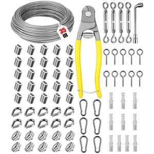 SNQ 3mm 35m Steel Rope Kit, 304 Stainless Steel Cable, Hanging Clothesline with Tensioner Hook, PVC Coated Steel Cable for Climbing Plants, Clothesline, SNQ 3mm 35m Steel Rope Kit, 304 Stainless Steel Cable, Hanging Clothesline with Tensioner Hook, PVC Coated Steel Cable for Climbing Plants, Clothesline,