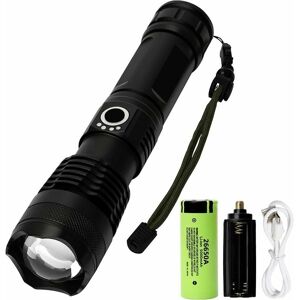 HOOPZI 4000 Lumens led Flashlight, 5 Light Modes Zoomable Flashlight, usb Rechargeable XHP70 Super Bright Flashlight for Camping, Hiking, Emergency (Battery HOOPZI 4000 Lumens led Flashlight, 5 Light Modes Zoomable Flashlight, usb Rechargeable XHP70 Super Bright Flashlight for Camping, Hiking, Emergency (Battery