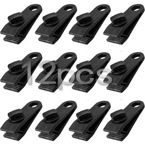 Alwaysh - 12Pcs Tarp Clip Clamp, Heavy Duty Tarp Clip Set Instant Awning Clamp for Tents Tarp Caravan Garden Shade Cover, Black (12) Alwaysh - 12Pcs Tarp Clip Clamp, Heavy Duty Tarp Clip Set Instant Awning Clamp for Tents Tarp Caravan Garden Shade Cover, Black (12)