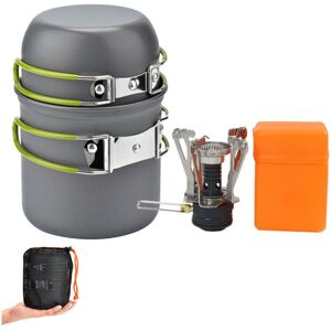 GOTRAYS Camping Pot Set, Camping Cookware Set with Mini Gas Stove Ultralight Aluminum Camping Stove for 1-2 Person Fishing/Survival/Hiking/Outdoor/Picnic GOTRAYS Camping Pot Set, Camping Cookware Set with Mini Gas Stove Ultralight Aluminum Camping Stove for 1-2 Person Fishing/Survival/Hiking/Outdoor/Picnic