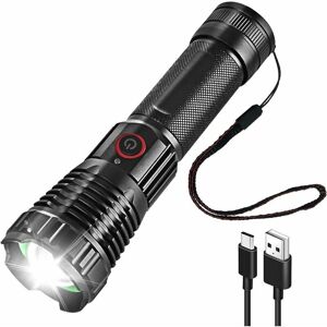 Dewdat - P18 Ultra Powerful led Torch 1000 Lumens Tactical Flashlight usb Rechargeable 5 Modes Waterproof Torch for Camping Hiking Emergency Dewdat - P18 Ultra Powerful led Torch 1000 Lumens Tactical Flashlight usb Rechargeable 5 Modes Waterproof Torch for Camping Hiking Emergency