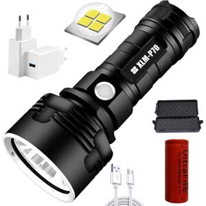 TINOR P70 Flashlight, 30,000-100,000 Lumens Ultra Bright Waterproof High Power led Flashlight, Most Powerful XLM-P70 50W Flashlight with 3 Modes (Single TINOR P70 Flashlight, 30,000-100,000 Lumens Ultra Bright Waterproof High Power led Flashlight, Most Powerful XLM-P70 50W Flashlight with 3 Modes (Single
