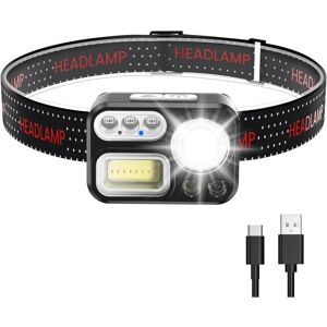Memkey - Powerful Rechargeable Headlamp, 8 Modes led Head Torch, 2200 Lux White Light and Emergency Light, 45° Adjustable, IP65 Waterproof and Memkey - Powerful Rechargeable Headlamp, 8 Modes led Head Torch, 2200 Lux White Light and Emergency Light, 45° Adjustable, IP65 Waterproof and