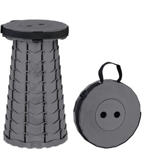Relaxdays - Telescopic Stool, Foldable, Carrying Strap, Outdoor, Height-Adjustable Camping Chair, 44.5 x 25 x 25 cm, Grey Relaxdays - Telescopic Stool, Foldable, Carrying Strap, Outdoor, Height-Adjustable Camping Chair, 44.5 x 25 x 25 cm, Grey