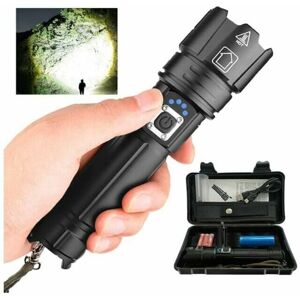 DEWDAT Super Bright P70 LED Torches 30000-100000 Lumens, XHP70.2 Rechargeable LED Torch, Tactical Flashlight with Holster, IP67 Waterproof Powerful DEWDAT Super Bright P70 LED Torches 30000-100000 Lumens, XHP70.2 Rechargeable LED Torch, Tactical Flashlight with Holster, IP67 Waterproof Powerful