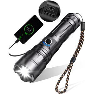 TINOR Ultra Powerful LED Flashlight, 10000 Lumens Rechargeable Flashlight, Tactical Flashlight, 5 Modes USB Torch, IPX5 Waterproof, Zoomable Shockproof TINOR Ultra Powerful LED Flashlight, 10000 Lumens Rechargeable Flashlight, Tactical Flashlight, 5 Modes USB Torch, IPX5 Waterproof, Zoomable Shockproof