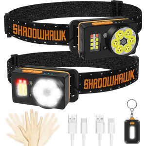 Longziming - Ultra Powerful Led Headlamp, Rechargeable Professional Headlamp, usb Sensor Head Torch 1300 Lumens, with Red Light, for Child, Adult, Longziming - Ultra Powerful Led Headlamp, Rechargeable Professional Headlamp, usb Sensor Head Torch 1300 Lumens, with Red Light, for Child, Adult,