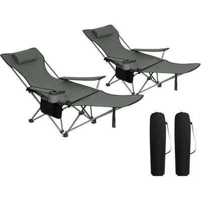 WOLTU 2x Folding Camping Chair with Carrying Bag Grey WOLTU 2x Folding Camping Chair with Carrying Bag Grey