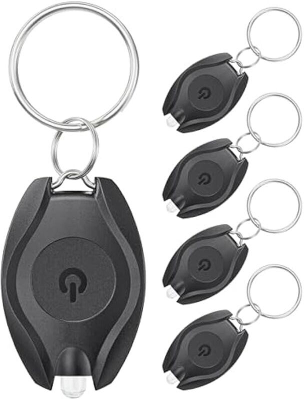 TLILY 5Pack LED Keychain Flashlight Mini Light Portable Battery Powered Key Ring Torch for Outdoor Camping