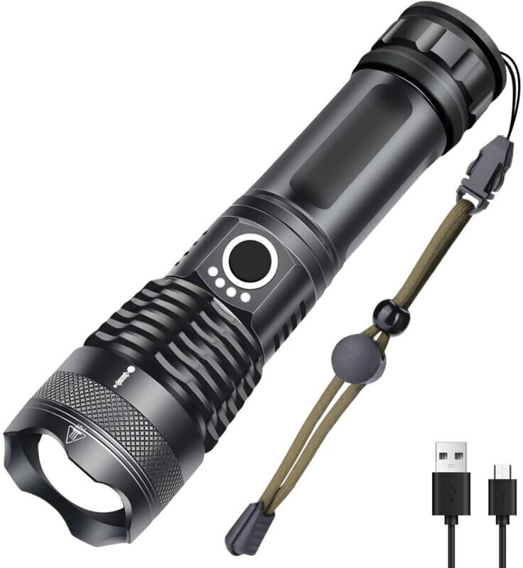 Memkey - Flashlight, Extra Powerful usb Rechargeable led Flashlight 1000 Lumens XHP50 5 Modes IP65 Zoom Military Waterproof for Camping Hiking