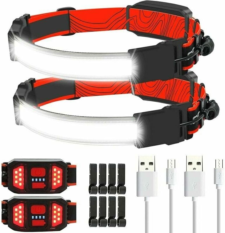 DEWDAT Headlamp Rechargeable LED Headlamp, 1000 Lumens 230° Illumination Wide Beam Headlamp, USB Rechargeable Headlamps with Clips for Helmet, Hiking,