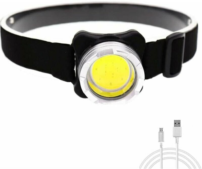 HOOPZI Led Head Torch, Super Bright 5000 Lumen Mini cob Light Portable Headlight with White & Red Lights Waterproof 3 Modes Rechargeable Lightweight