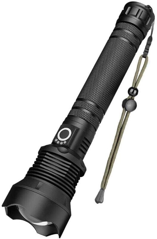 Aiperq - Metal led Flashlight, Waterproof Torch with Adjustable Zoom Ultra Powerful XHP70 90000 Lumens