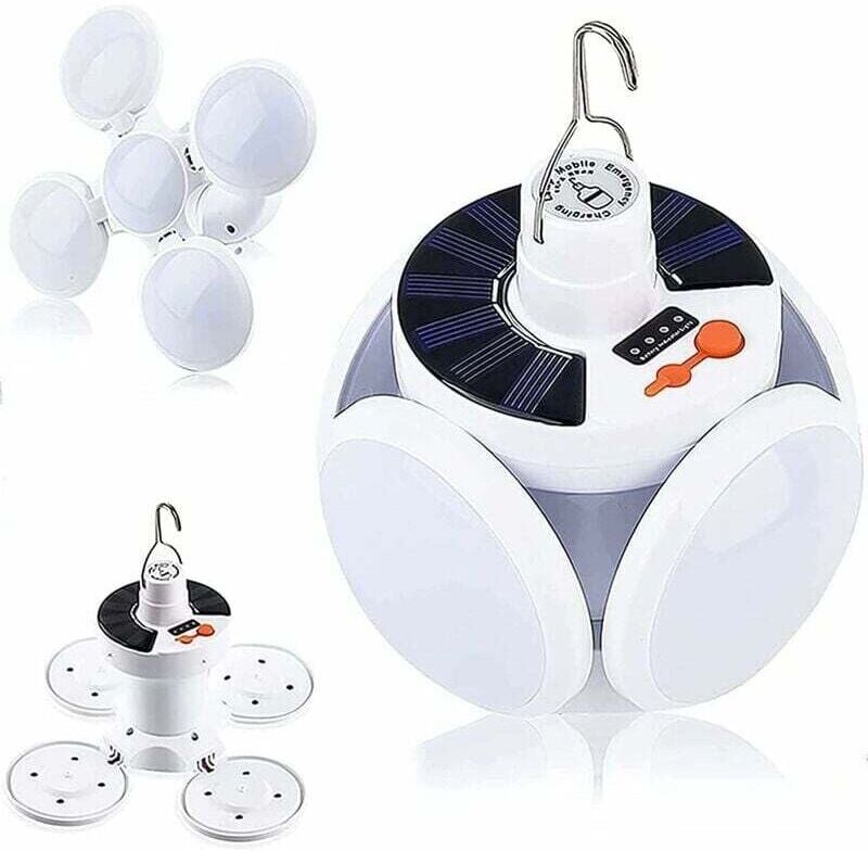 LINGHHANG Rechargeable led Solar Camping Light, 5 Modes sos Waterproof Mini Foldable Camping Light Outdoor Portable Camping Lamp Tent Light Power Bank