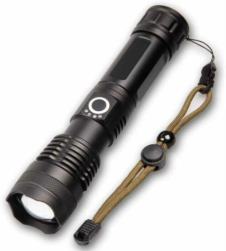 HOOPZI Rechargeable led Torch Light XHP50.2, 5000 High Lumens Handheld Flashlight Tactical Super Bright Torches 5 Modes Waterproof Zoomable Power Display,