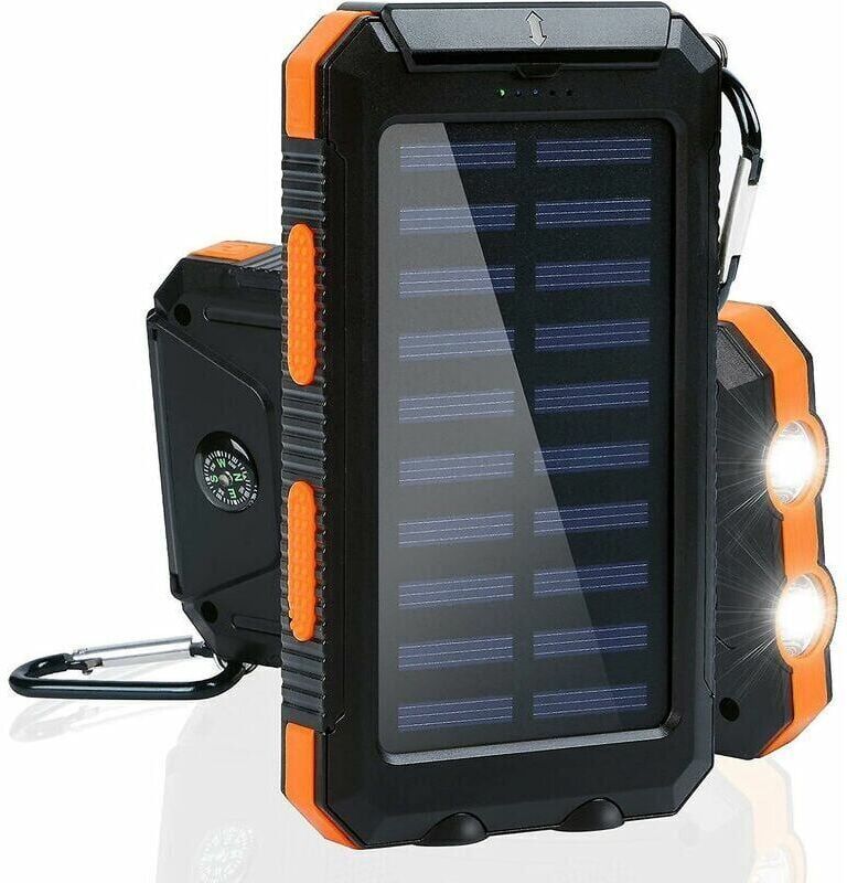 NEIGE Solar Power Bank Charger, 20000mah Portable Solar Battery Charger with LED Torch, Compass, Outdoor Solar Phone Charger for Phone, Tablet, Camping Oran