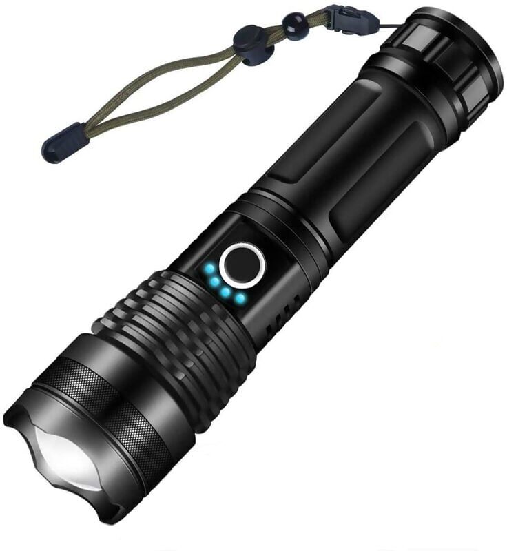 BRIDAY Torch Flashlight, Ultra Powerful usb Rechargeable led 3000 Lumens cree XHP50 Torch Lamp, 5 Modes IP65 Waterproof Military Zoomable for Camping